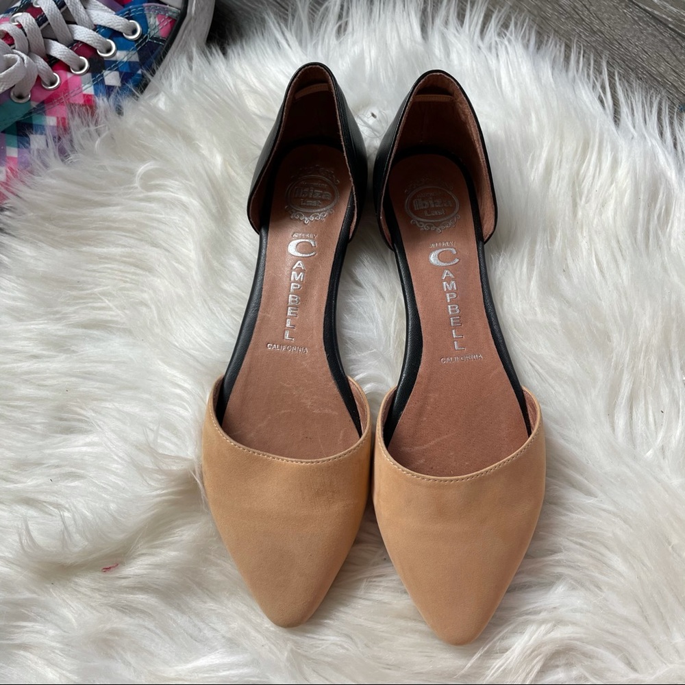 Jeffrey Campbell pointed toe flats suede leather in-love